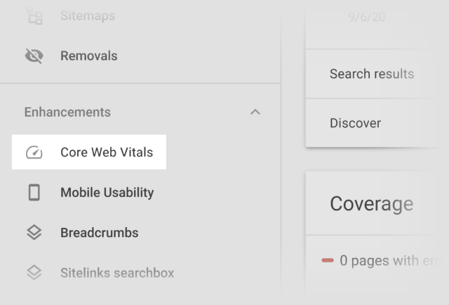 google core web vitals in searchconsole