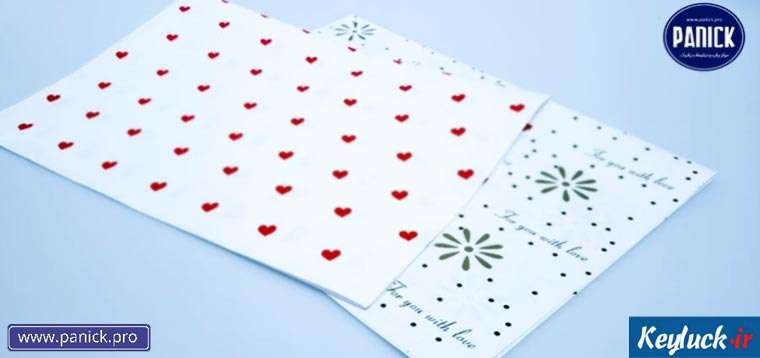 کاغذ پوستی رنگی طرح دار برای بسته بندی لباس