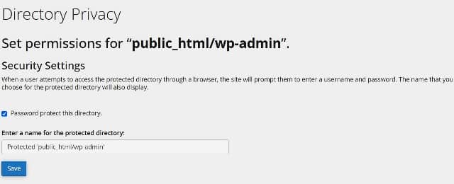 مرحله اول قرار دادن پسورد بر روی پوشه wp-admin