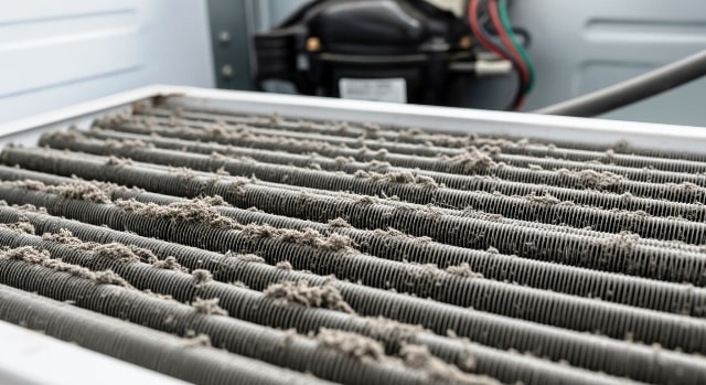 کثیفی یا گرفتگی کویل های کندانسور از علتهای صدا دادن فریزر بوش