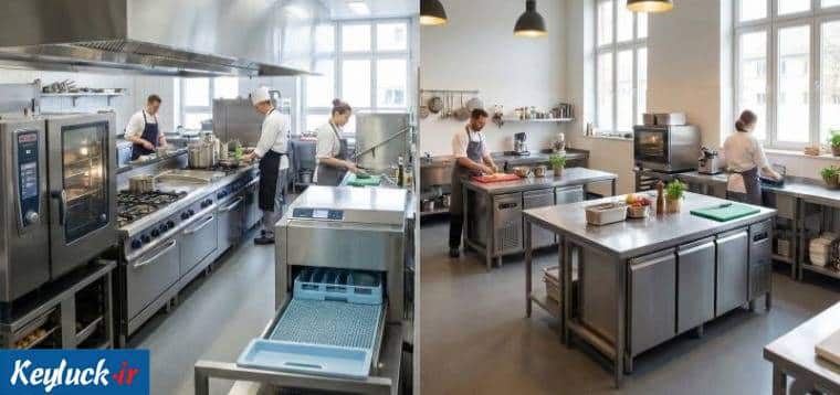 مقایسه آشپزخانه نیمه‌ صنعتی و صنعتی برای کسب‌وکارهای غذایی